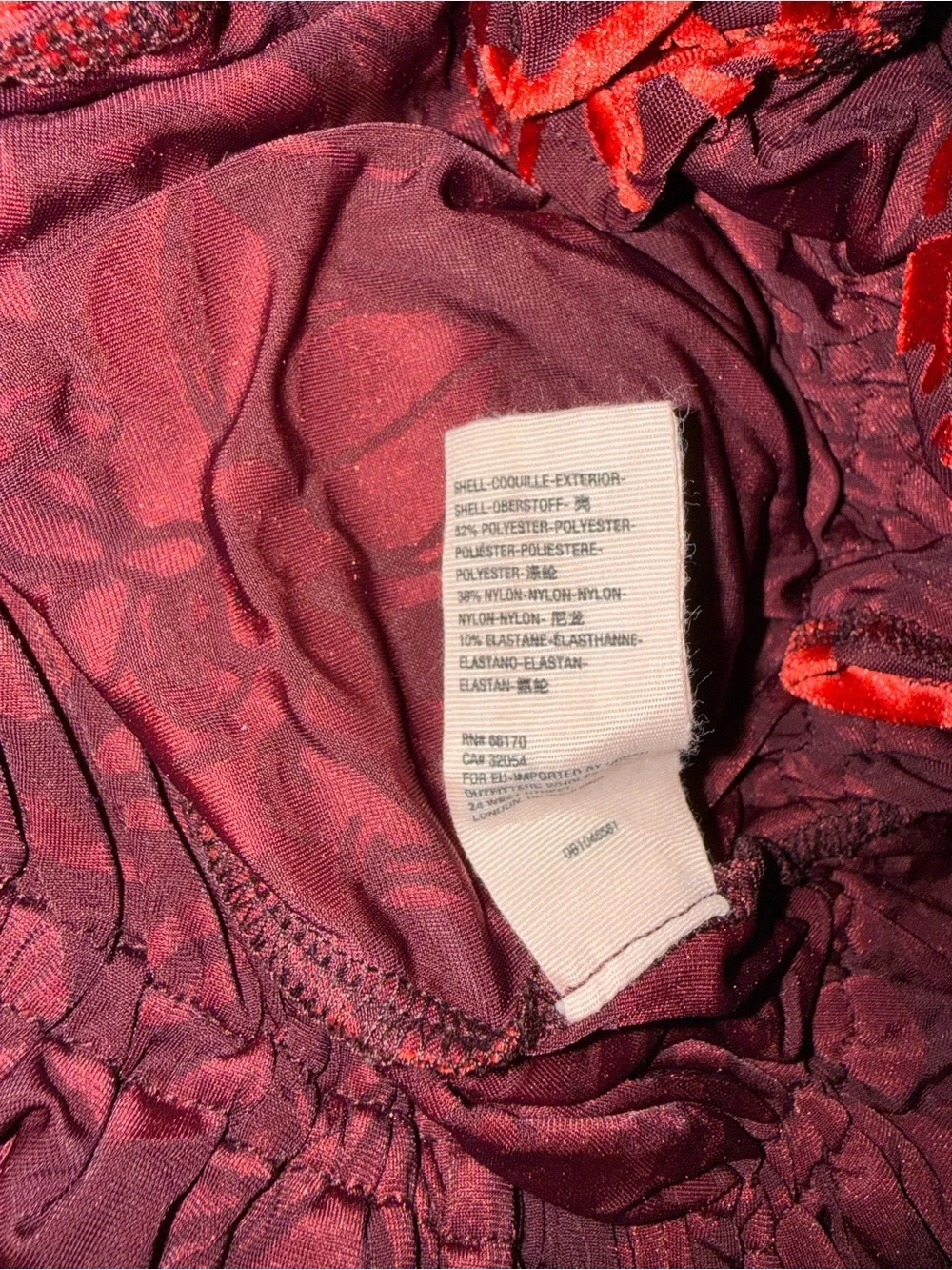 Free people red floral velveteen dreams blouse size S